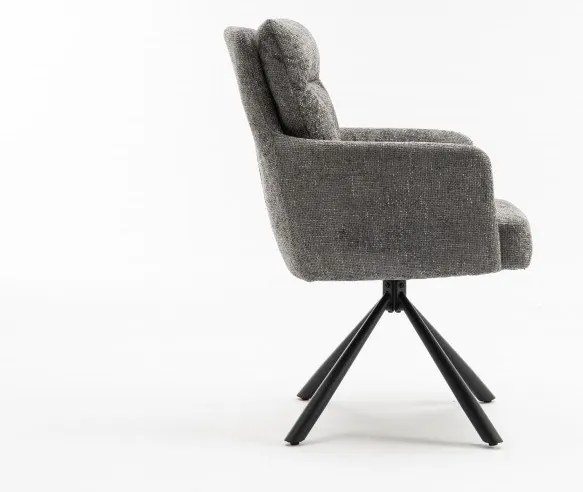 Set de 2 scaune pivotante Big George, tesatura structurata gri