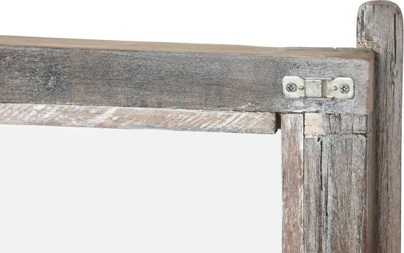 Bufet din lemn reciclat, natur, cu 4 uși vitrate și mânere din metal negru, aspect rustic, finisaj natural, 90 x 170 x 40 cm, „Valmira”