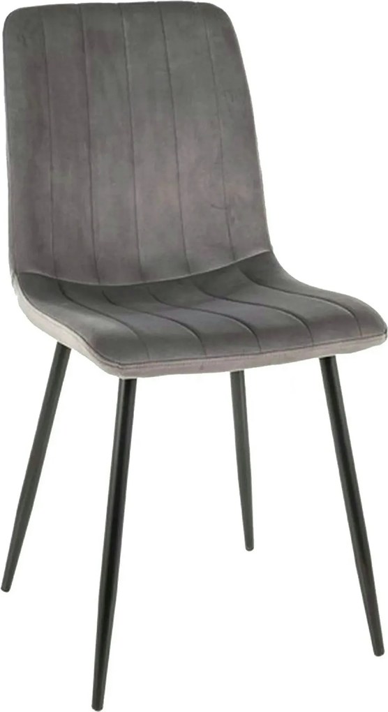 Scaun tapitat stofa catifelata ALAN, gri/negru, 45x39x91 cm