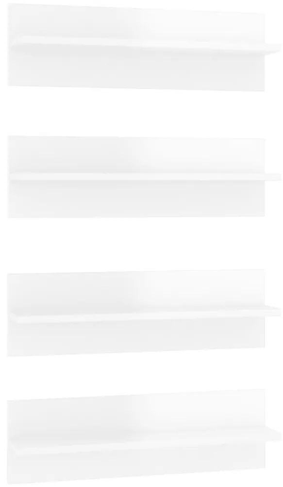 807328 vidaXL Rafturi de perete, 4 buc., alb extralucios, 60x11,5x18 cm, PAL