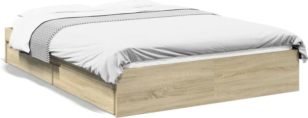 vidaXL Cadru de pat cu sertare stejar sonoma 120x190 cm lemn prelucrat