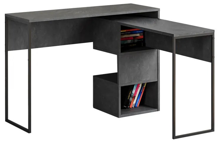Birou extensibil Badau melamina gri inchis 110x37x77cm