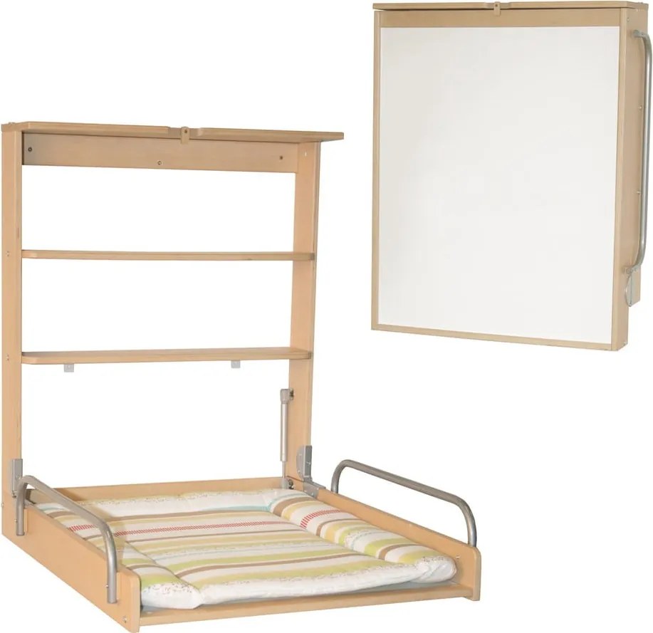 Masă de înfășat suspendată în culoare naturală cu aspect de lemn de fag Dschungelbaby – Roba