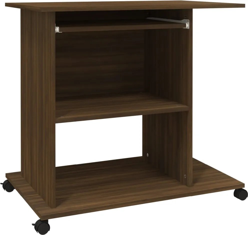 vidaXL Birou, stejar maro, 80x50x75 cm, lemn prelucrat