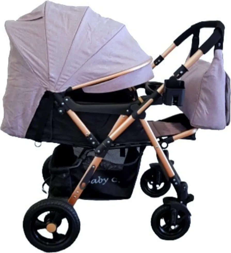 Carucior nou nascuti 2 in 1 BABY CARE™ PRO 511, Cu geanta bebe inclusa, Cadru aluminiu, Maner reversibil, Spatar reglabil in 5 trepte, Amortizoare,