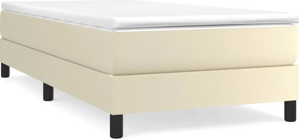 vidaXL Cadru de pat cu arcuri, crem, 90x190 cm, piele ecologică