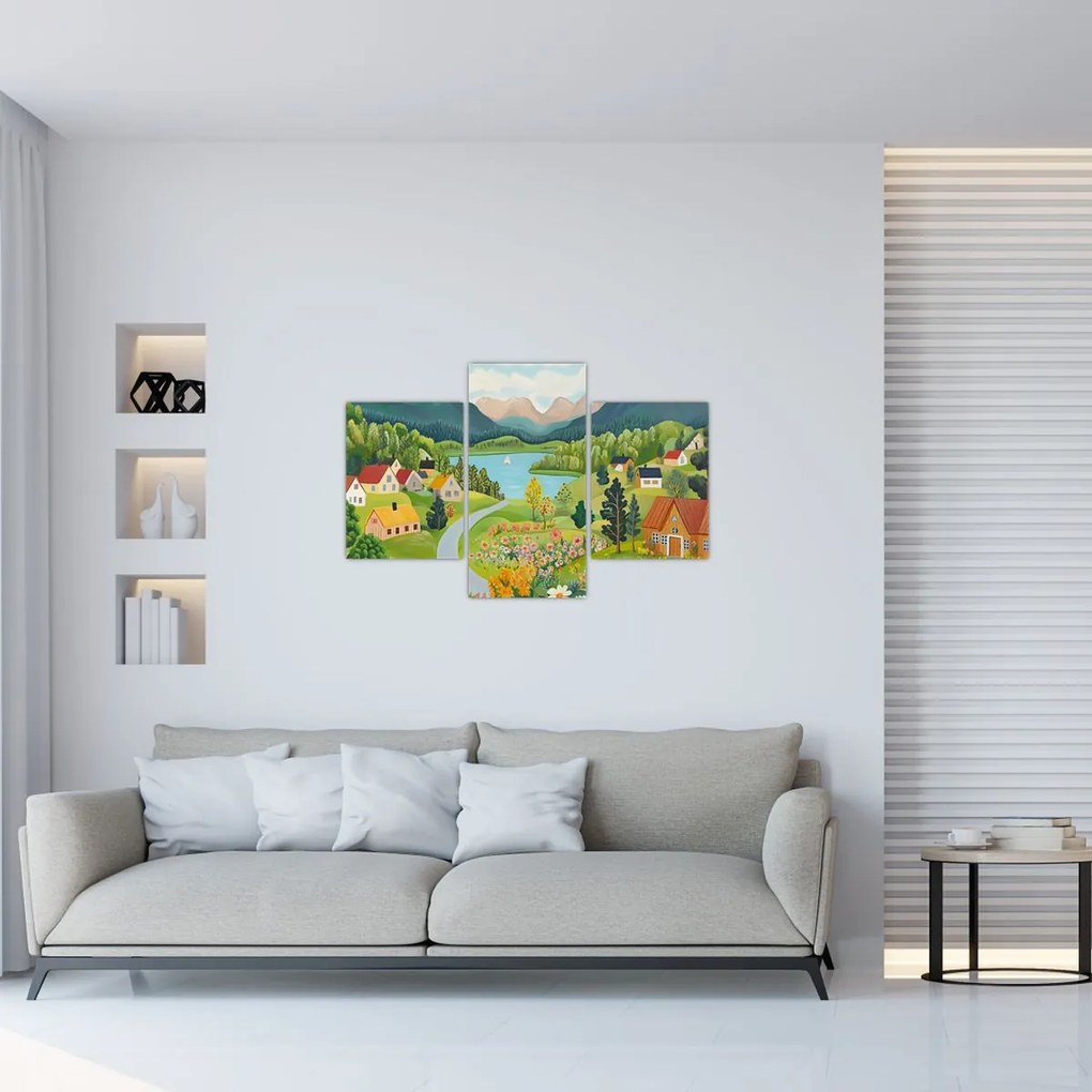 Tablou - Sat în Munți (90x60 cm)