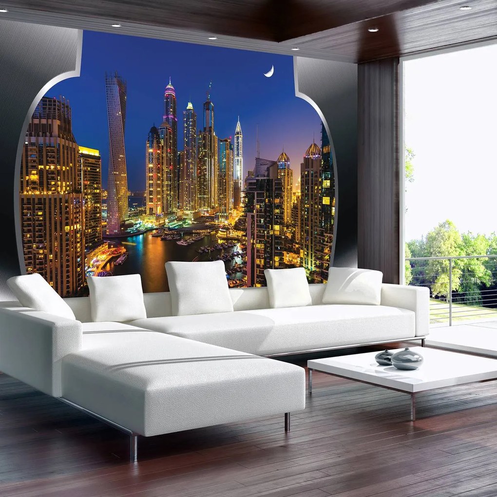 Fototapet - Zgârăienorii din Dubai noaptea (152,5x104 cm)