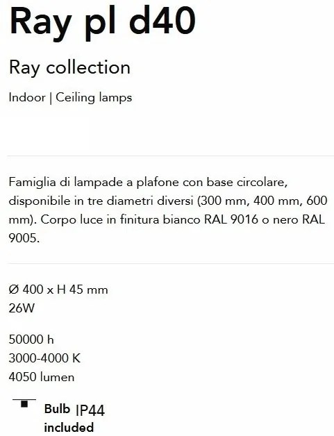 Plafoniera LED pentru baie IP44 Ray pl d40 negru