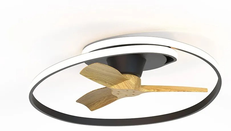Lustra LED cu Ventilator si telecomanda OCEAN negru/lemn