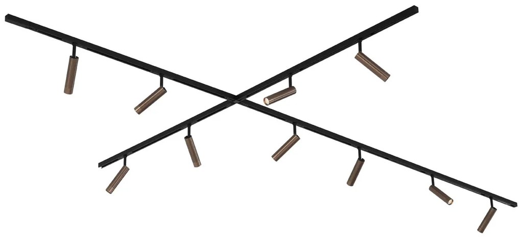 Sistem modern de iluminat pe șine cu 10 spoturi bronz închis monofazat - Slimline Uzzy