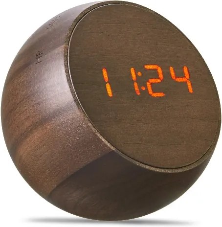 Ceas deșteptător "Tumbler Click Clock", lemn de nuc - Gingko