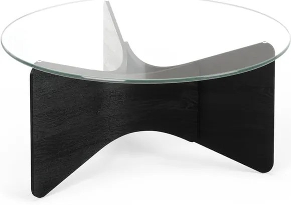 Măsuță de cafea neagră rotundă cu blat din sticlă 87x87 cm Madera – Umbra