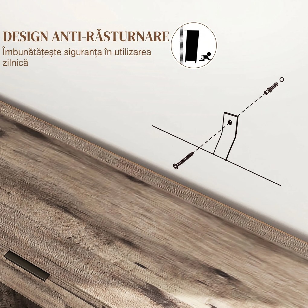 HOMCOM Bufet cu Sertar și 3 Dulapuri cu Rafturi Reglabile, 120x36,5x70 cm, Maro | Aosom Romania