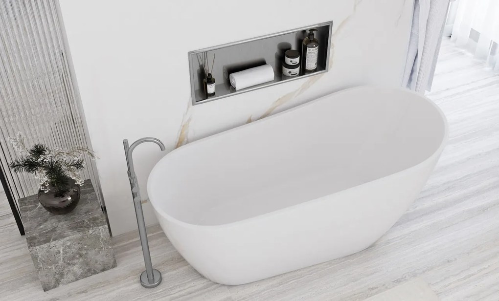 Raft incastrat pentru baie 30x60 argintiu periat