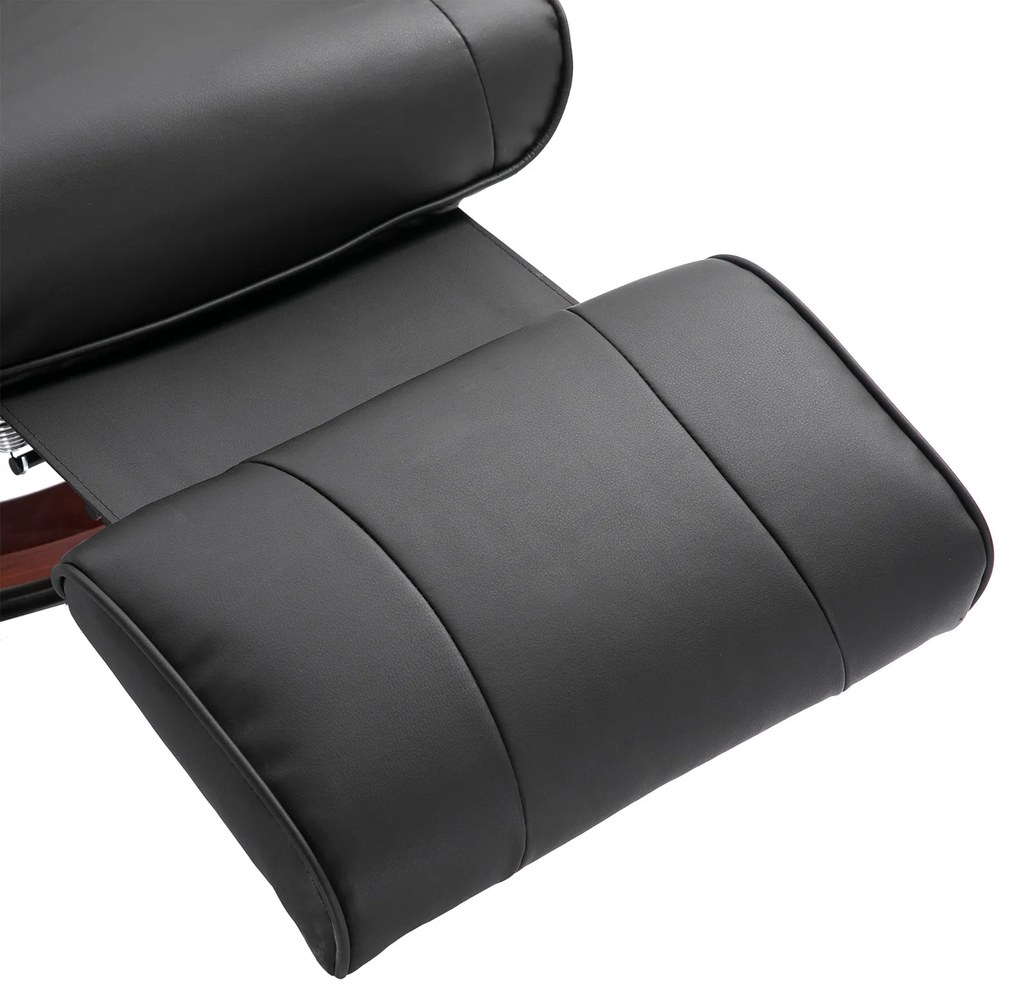 HOMCOM Fotoliu Rabatabil Manual 145° cu Suport pentru Picioare Imitație de Piele Negru | Aosom Romania