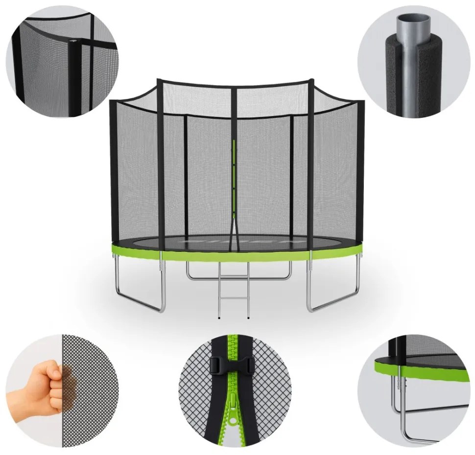 Trambulină de grădină pentru copii, plasă de protecție, construcție stabilă 8FT Ø 252 cm