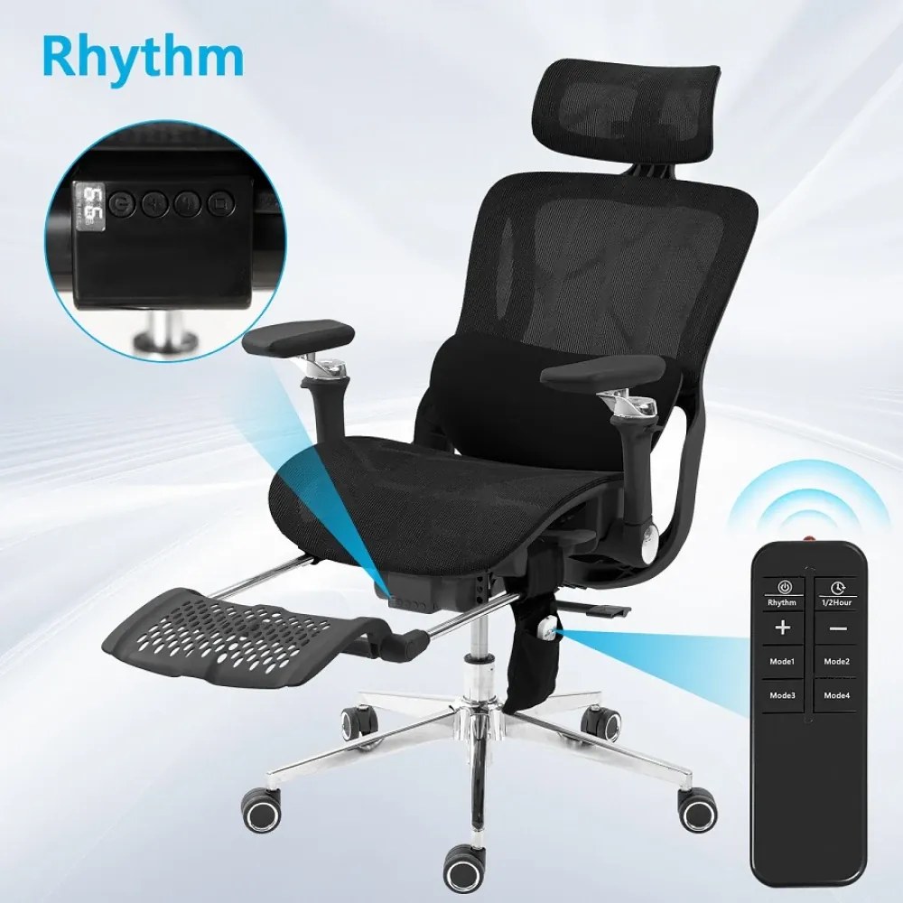 RHYTHM PRO Scaun ergonomic cu funcție Rhythm, sezut Translatie, cotiere 6D, Suport lombar ajustabil, Mesh, Negru