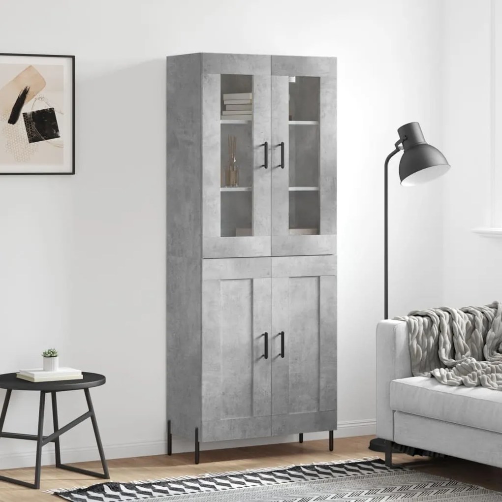 vidaXL Dulap înalt, gri beton, 69,5x34x180, lemn compozit