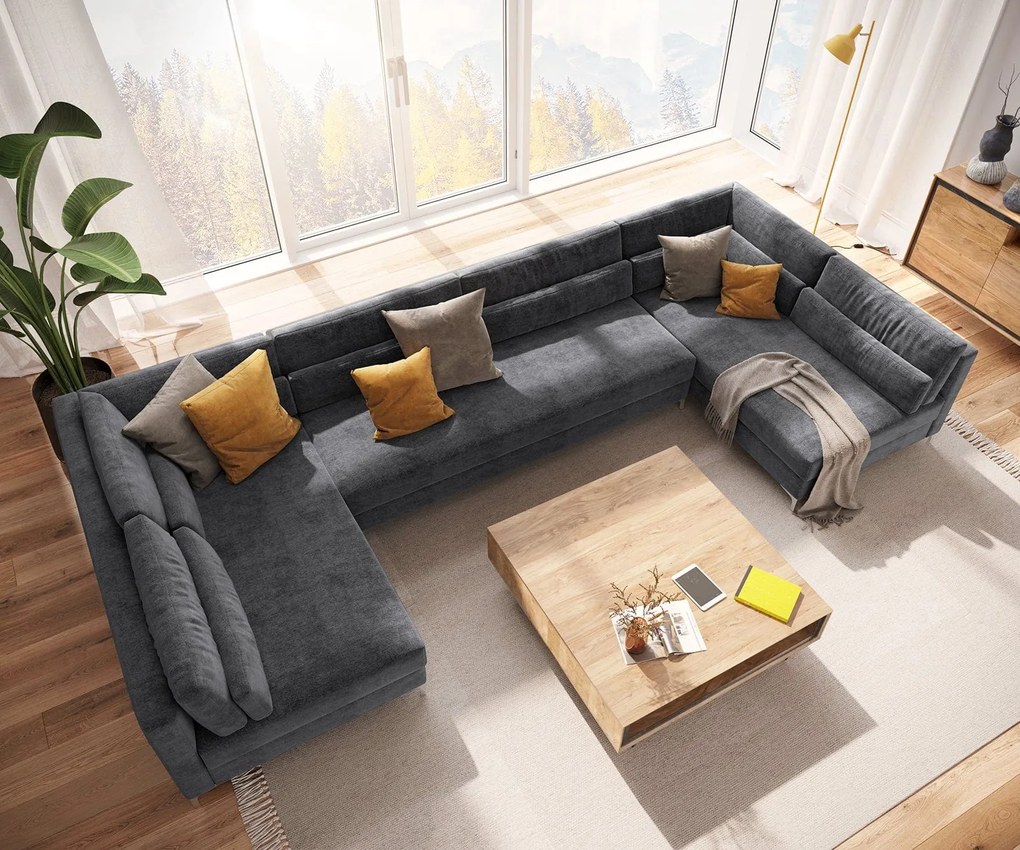 Colțar modular in forma de U Julio Grafit 400x185 cm
