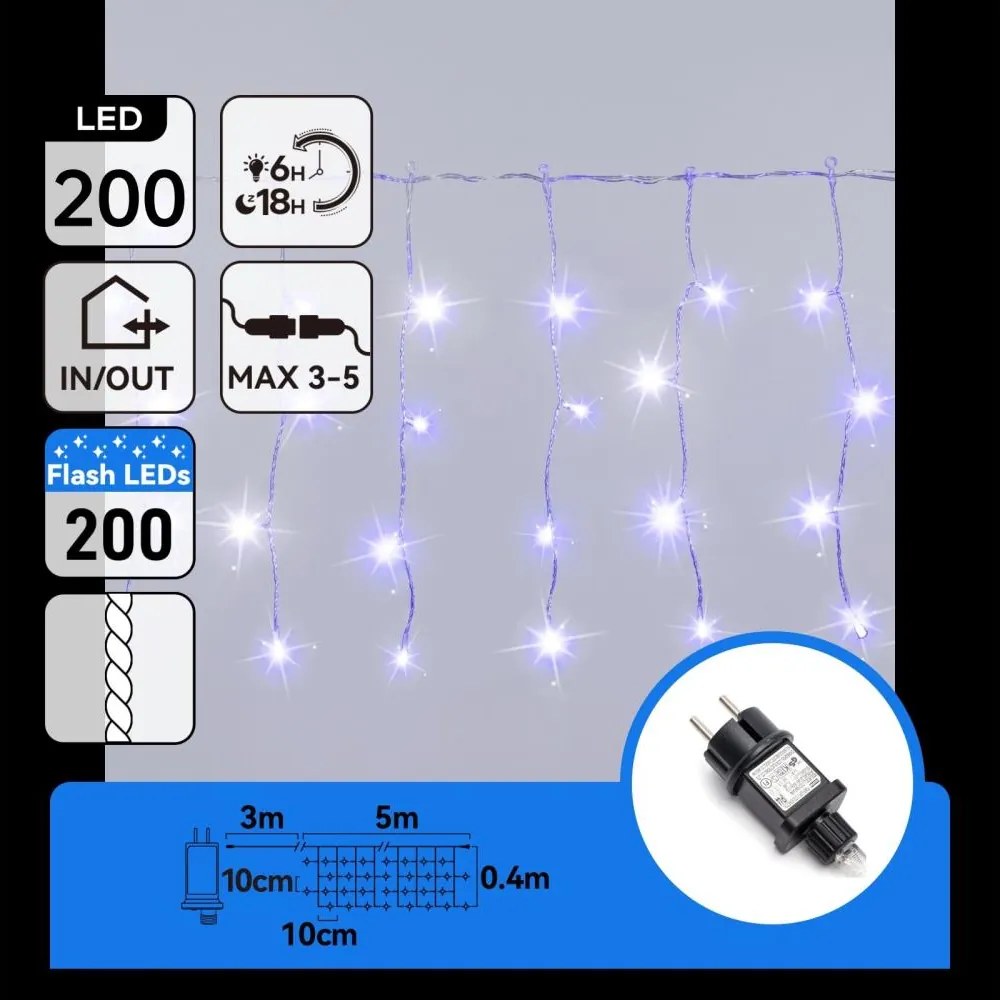 Aigostar - ghirlandă de Crăciun LED pentru exterior, 200 LED, 8x0,4 m, IP44, albastră