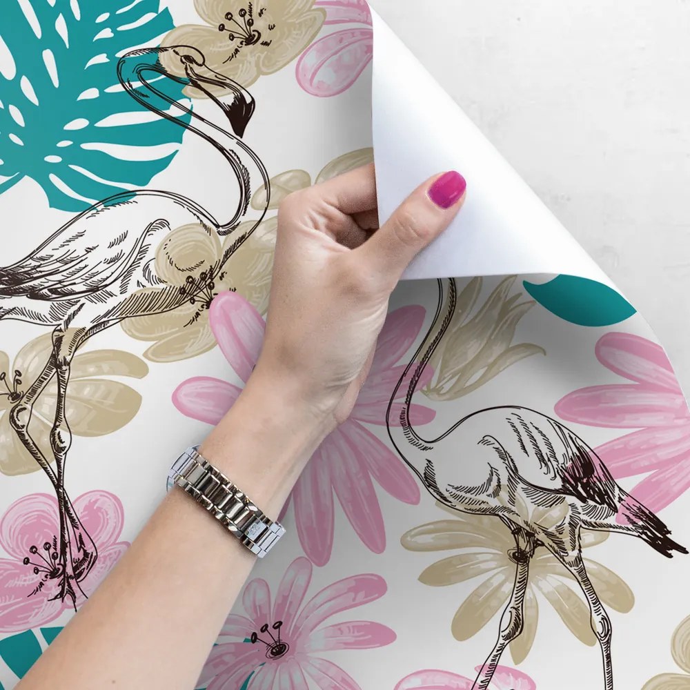 Fototapet Flamingos în flori