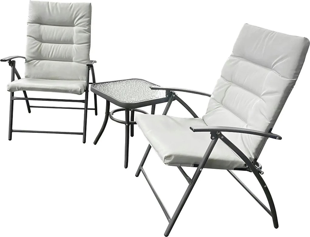Set gradina MUSON, gri deschis/gri inchis, tesatura/sticla/metal, cu m