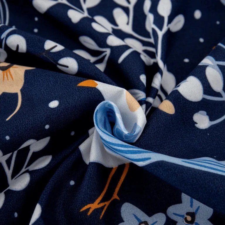 Cearsaf din microfibra DENIM BIRDS albastru 90x200 cm
