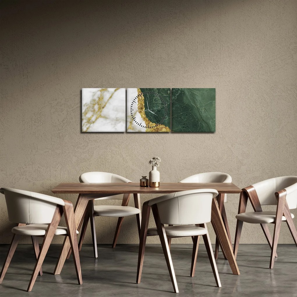 Tablou - Marmură verde N⁰3 (cu ceas) (90x30 cm)