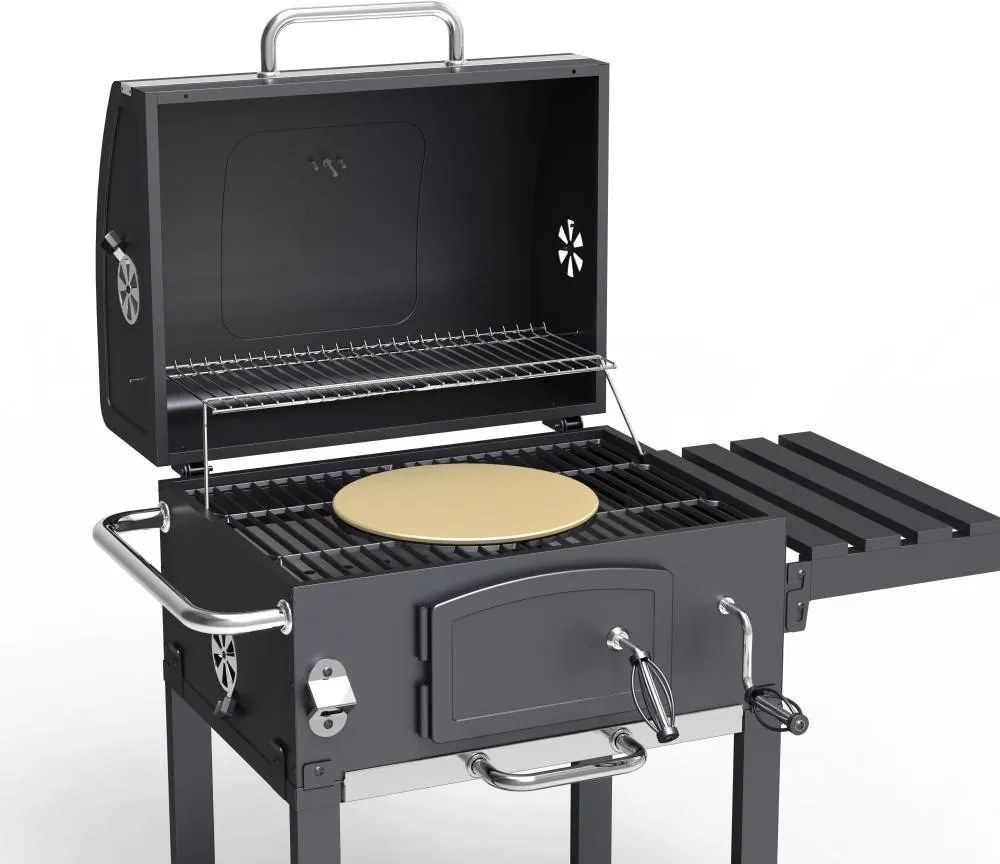 Grătar multifuncțional BBQ Avenberg GENIUS+grătar din fontă+plită+piatră pentru pizza