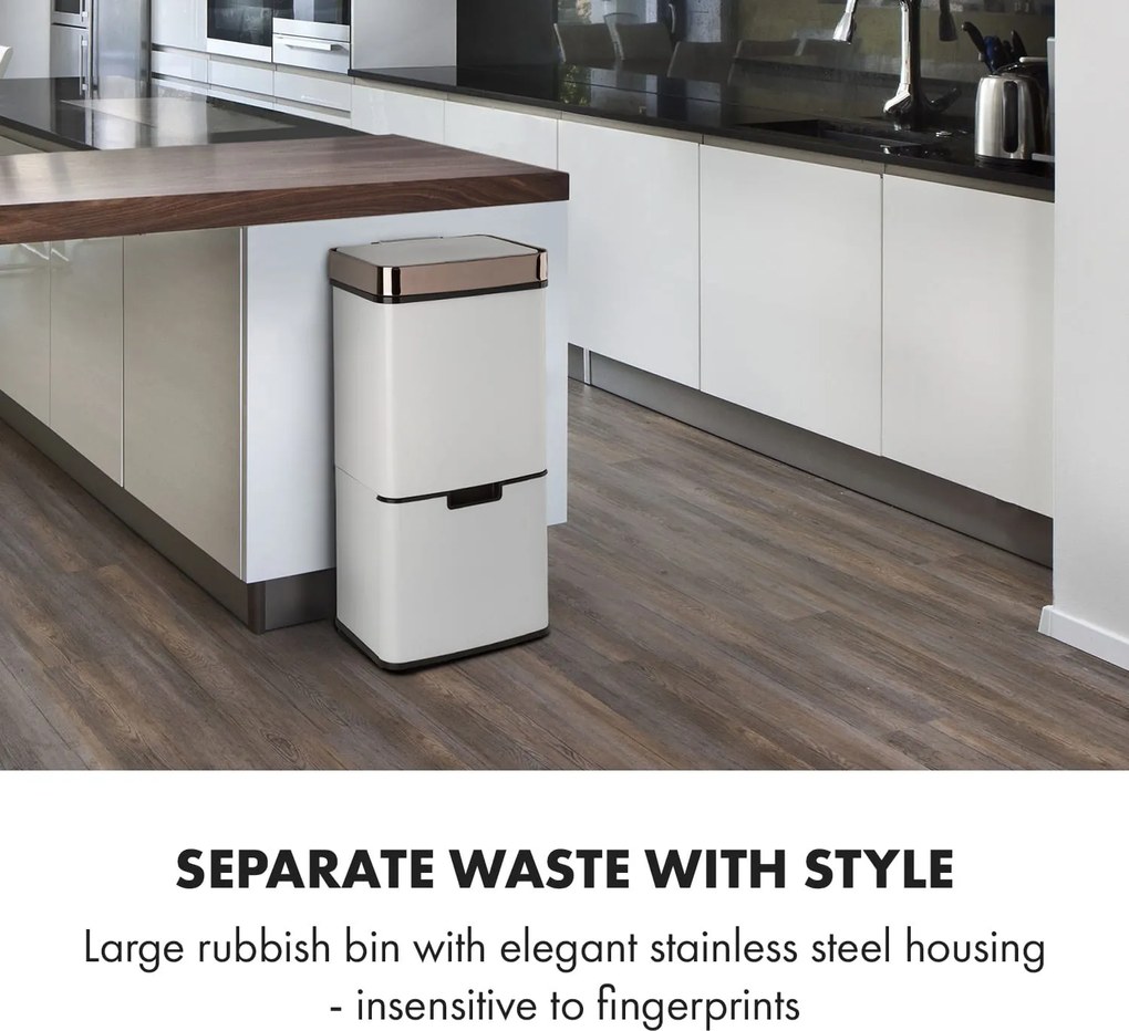 Klarstein Royal Trash Rose Gold, coș de gunoi cu senzor, 72 l, oțel inoxidabil, roz auriu
