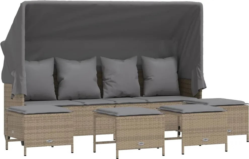 vidaXL Set canapele de grădină cu perne, 5 piese, bej, poliratan