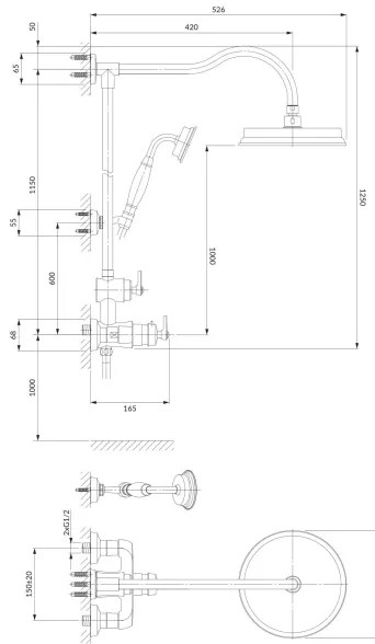OMNIRES AM5244/6CR - Set duș termostatic ARMANCE crom lucios