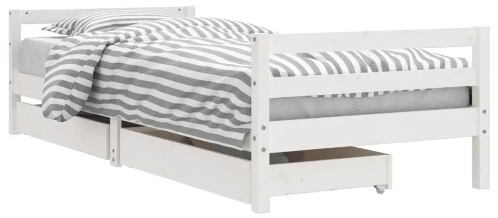 834448 vidaXL Cadru de pat pentru copii, alb, 90x190 cm, lemn masiv de pin