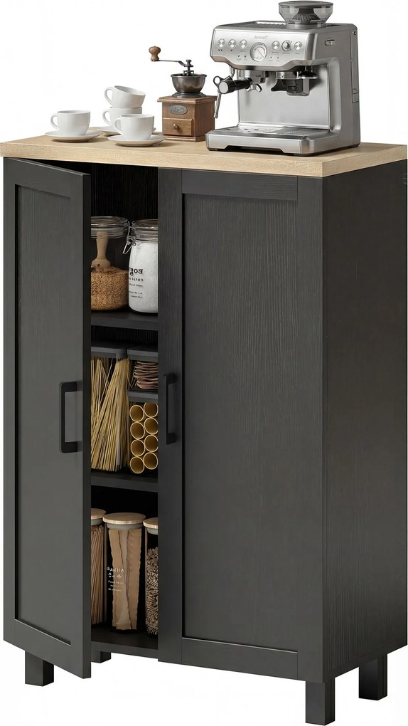 HOMCOM Bufet de Living Îngust cu 2 Uși Dulap de Bucătărie cu Poliță Reglabilă pentru Hol 60x30x90 cm Negru | Aosom Romania