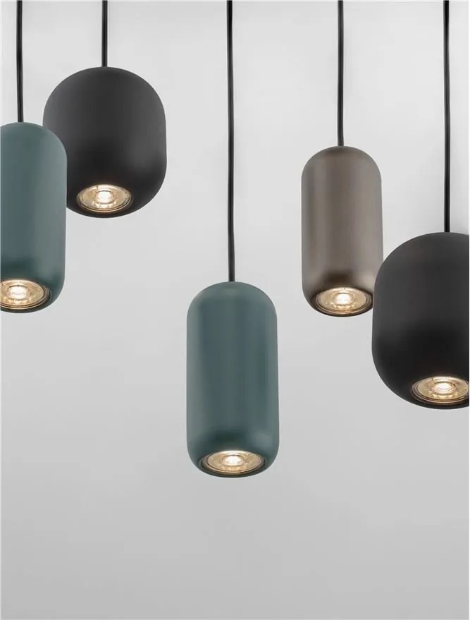 Lustra cu 6 pendule metal negru, maro, verde MARLIN