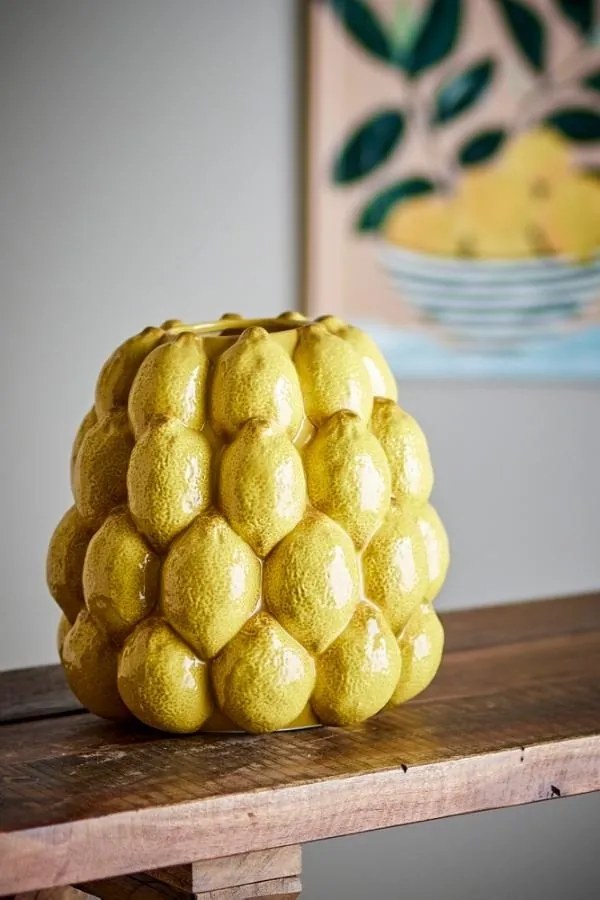 Vază galbena din ceramica, Ø22cm,"Limone"