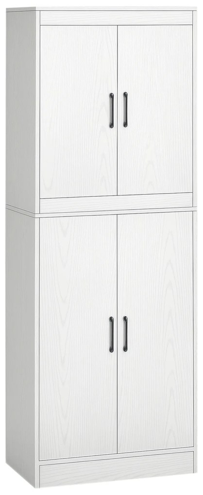 HOMCOM Dulap de bucătărie Mobilă auxiliară cu 4 uși și 5 rafturi deschise 60x36x168 cm Alb | Aosom Romania