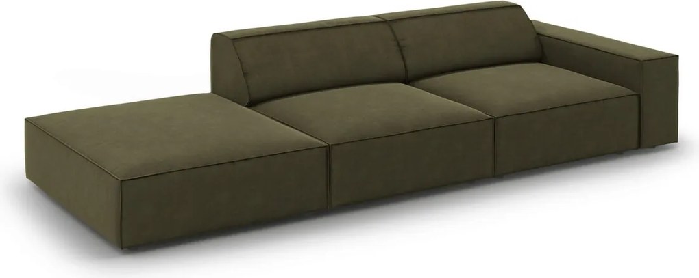 Canapea 3 locuri cotiera stanga, Jodie, Micadoni Home, BL, 262x102x70 cm, catifea, verde