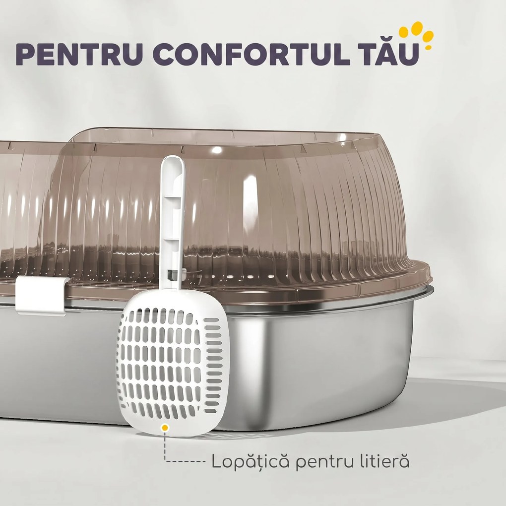 PawHut Litieră Per Pisici Extra Mare Con Tavă In Oțel Inoxidabil, Până la 15 Kg | Aosom Romania