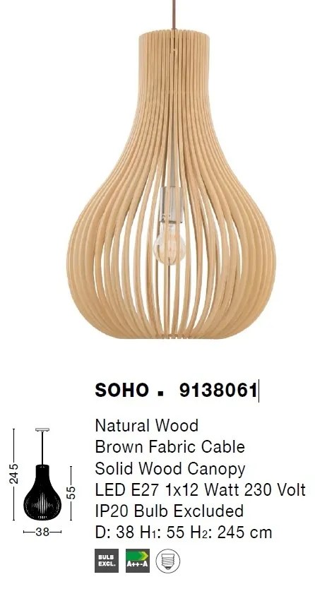 Lustra moderna decorativa design lemn natural Soho NVL-9138061
