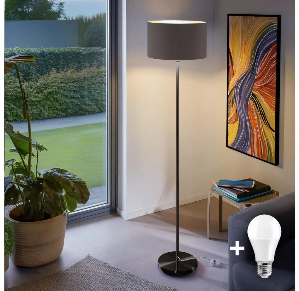 Lampadar LED TUNJA, 1xE27/20W/230V, Ø 38 cm, negru/taupe