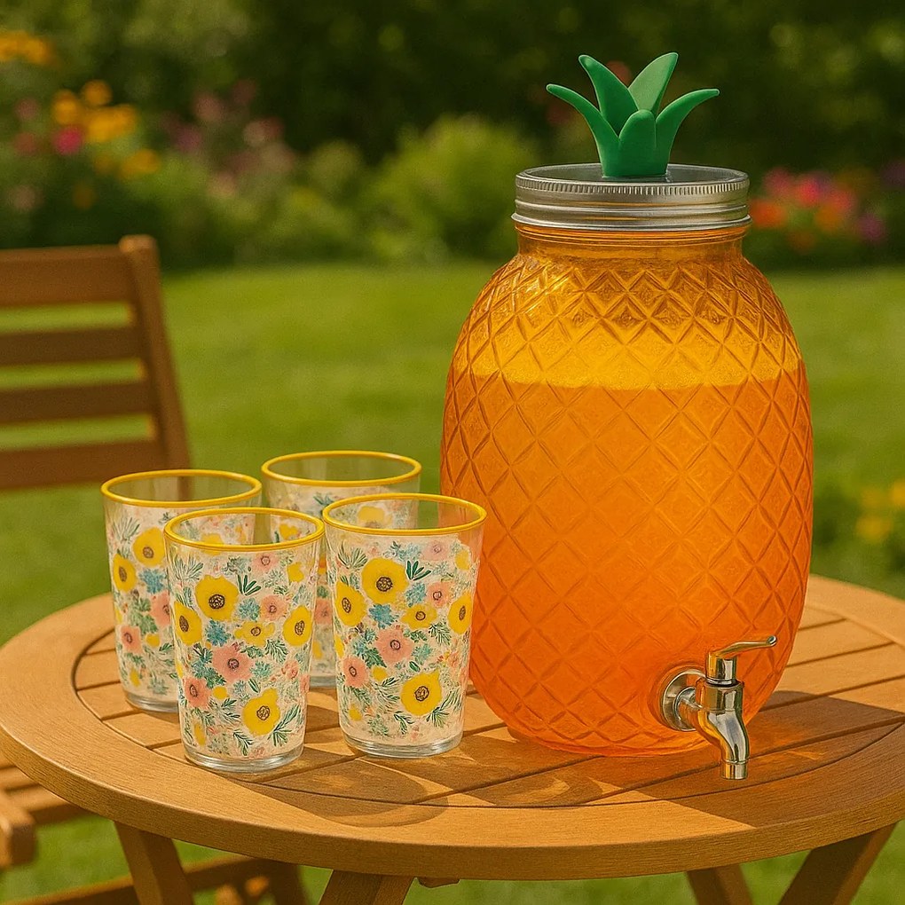 Set de 4 pahare Flowers & Fruits 510 ml , galben