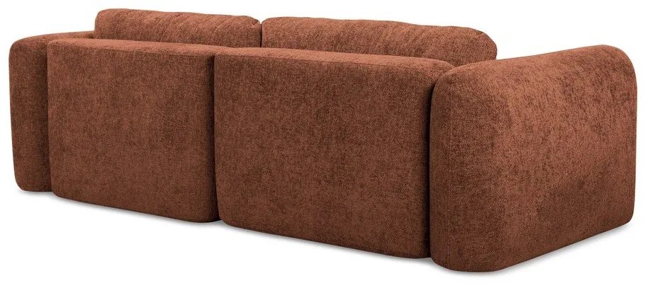 Colțar teracotă extensibil/cu spațiu de depozitare cu tapițerie din chenille (cu colț pe partea stângă/cu șezlong) Mele – Makamii