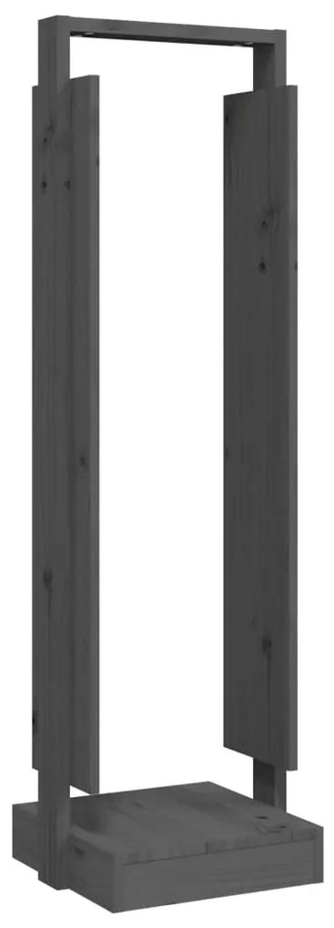 Suport pentru busteni, gri, 33,5x30x110 cm, lemn masiv pin Gri