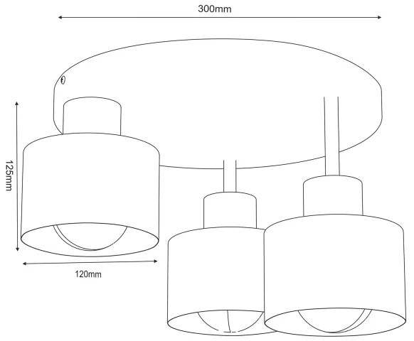 Plafonieră PARKLA 3xE27/15W/230V negru/auriu