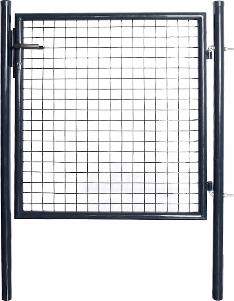 vidaXL Poartă de grădină din plasă, oțel galvanizat, gri, 100x100 cm