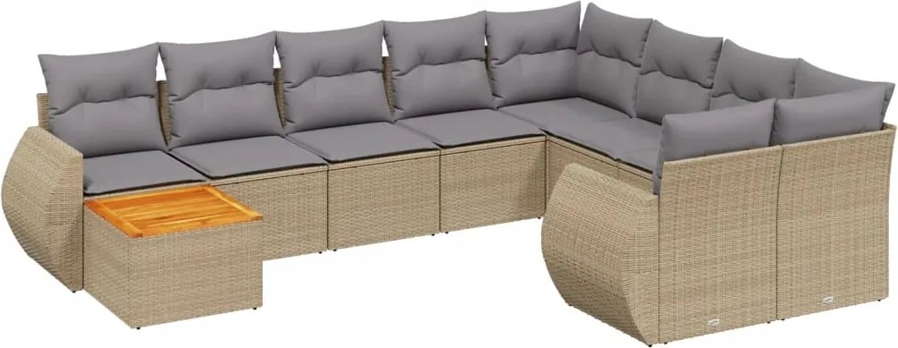 vidaXL Set canapele de grădină cu perne, 10 piese, bej, poliratan