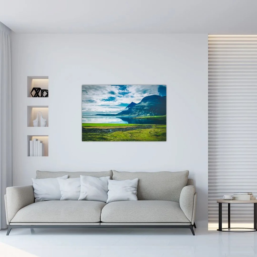 Tablou cu lac și munți (90x60 cm)