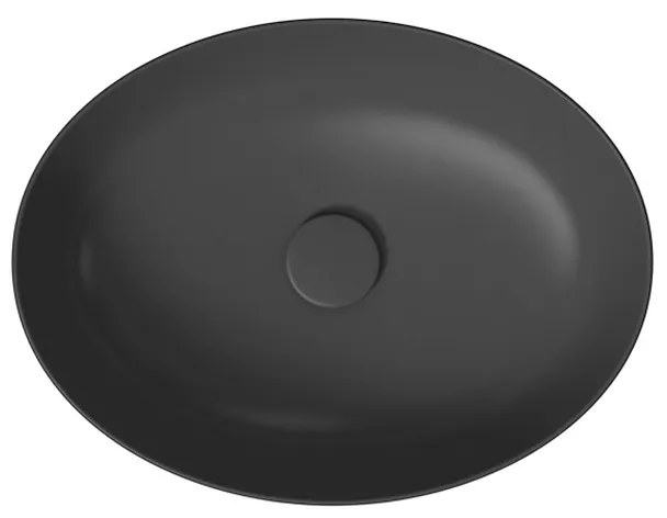 Lavoar pe blat, Cersanit, Larga, oval, 50 cm, antracit mat